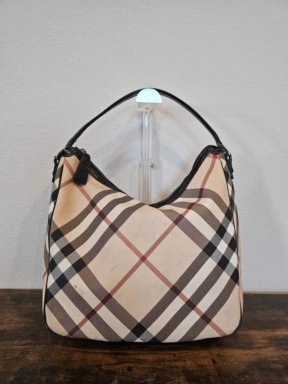 Burberry Nova Check Hobo Shoulder Bag
